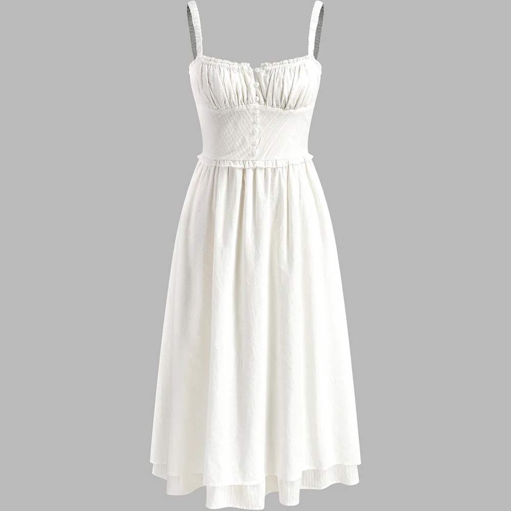 Commense White Midi Dress with Sweetheart Bodice - Picture 6 of 11